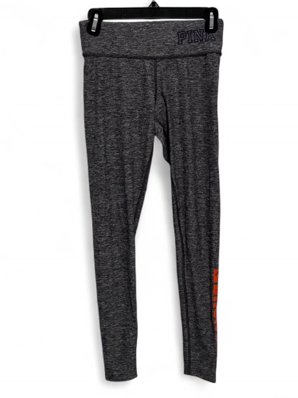 PINK Victoria's Secret NFL Yoga Gray Heather Leggings with Orange Broncos Accent
